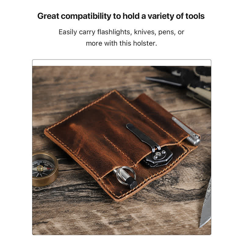 Retro Leather EDC Pocket Organizer Belt Bag - Image 4