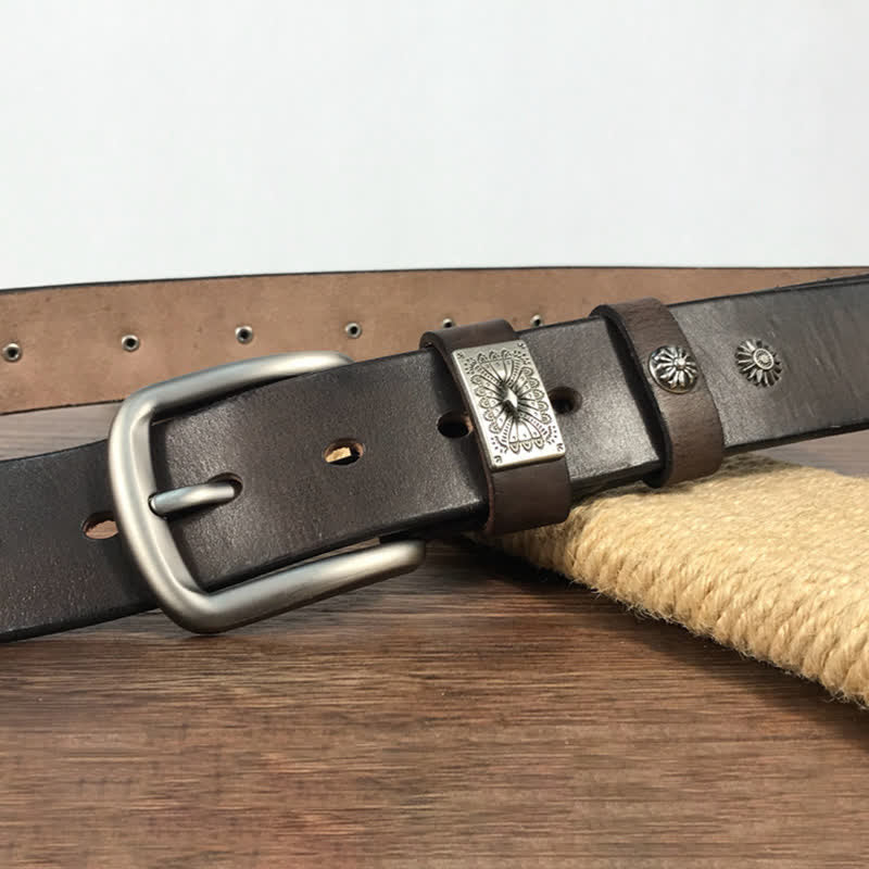 Retro Metal Rivet Studded Casual Jeans Leather Belt - Image 11