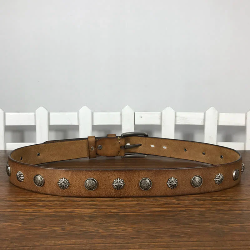 Retro Metal Rivet Studded Casual Jeans Leather Belt - Image 4