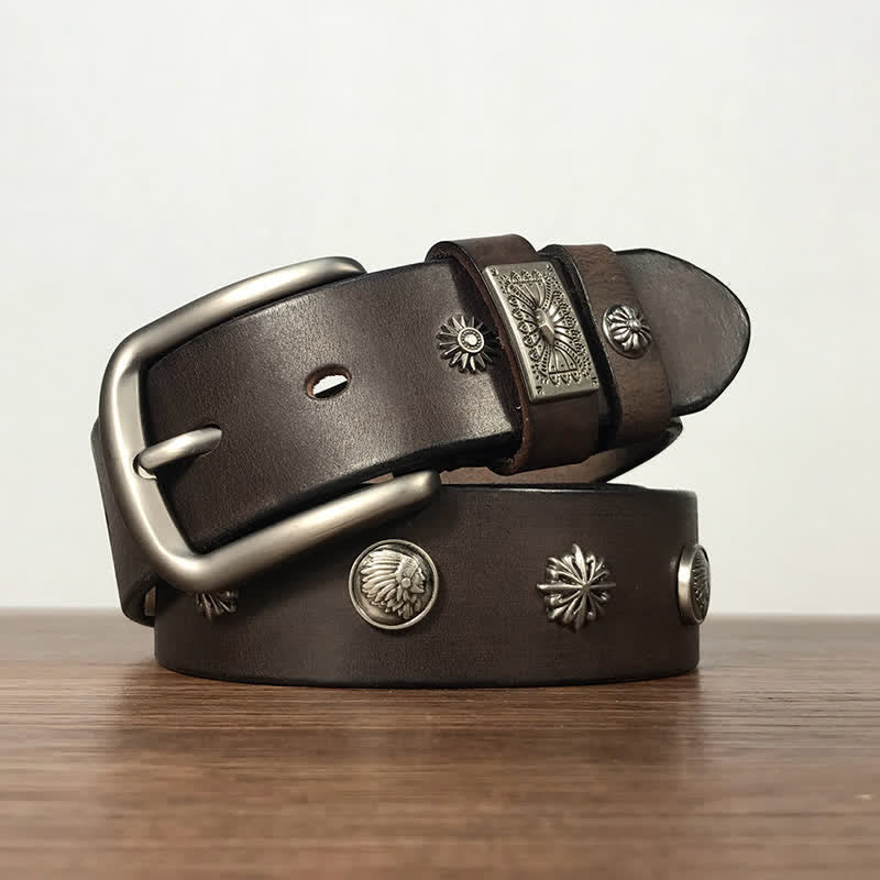 Retro Metal Rivet Studded Casual Jeans Leather Belt - Image 5
