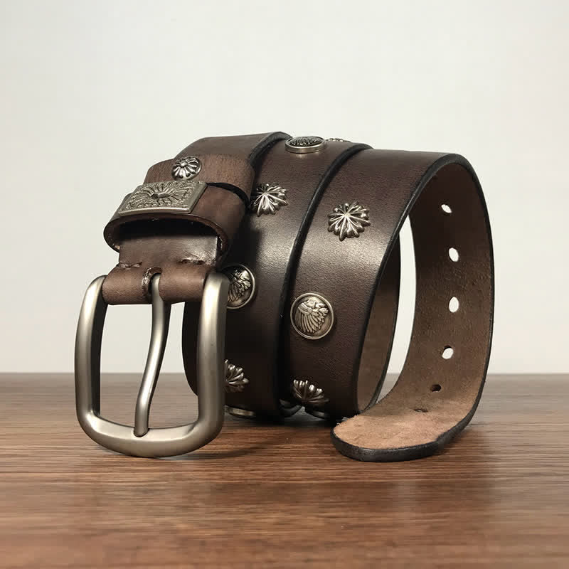 Retro Metal Rivet Studded Casual Jeans Leather Belt - Image 6