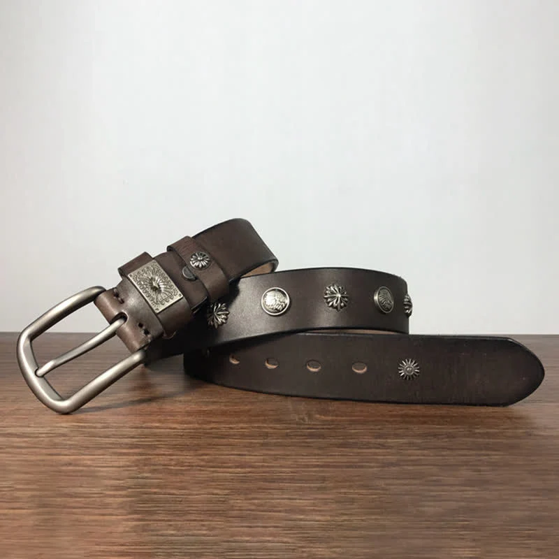 Retro Metal Rivet Studded Casual Jeans Leather Belt - Image 7