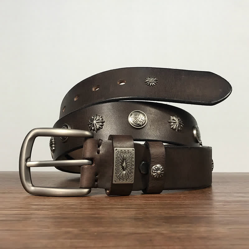 Retro Metal Rivet Studded Casual Jeans Leather Belt - Image 8