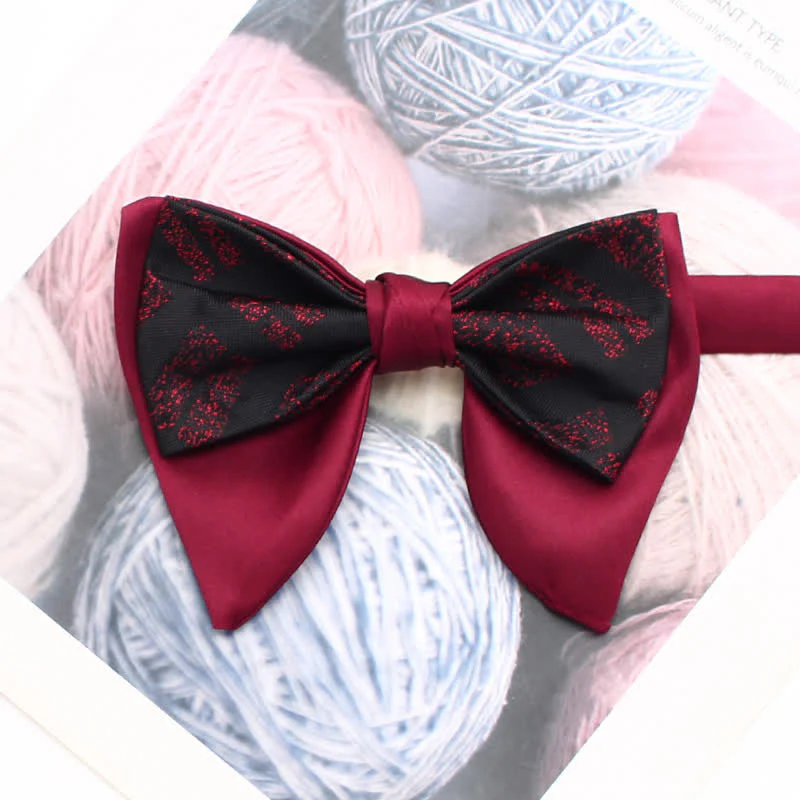 Retro Patternn Double Layers Oversized Pointed Bow Tie - Image 6