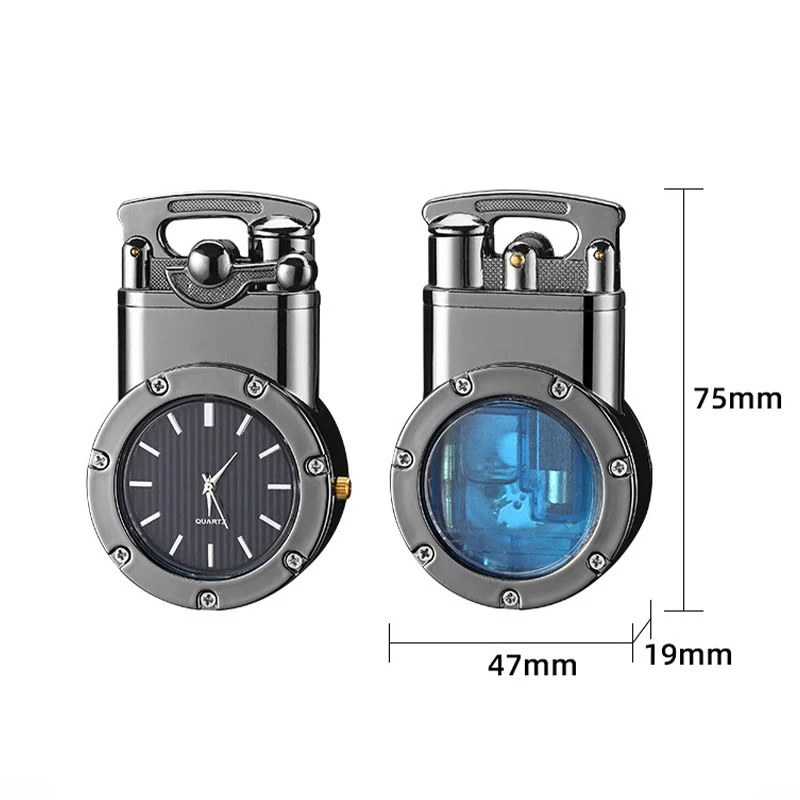 Retro Rocker Arm Inflatable Butane Lighter With Clock - Image 10