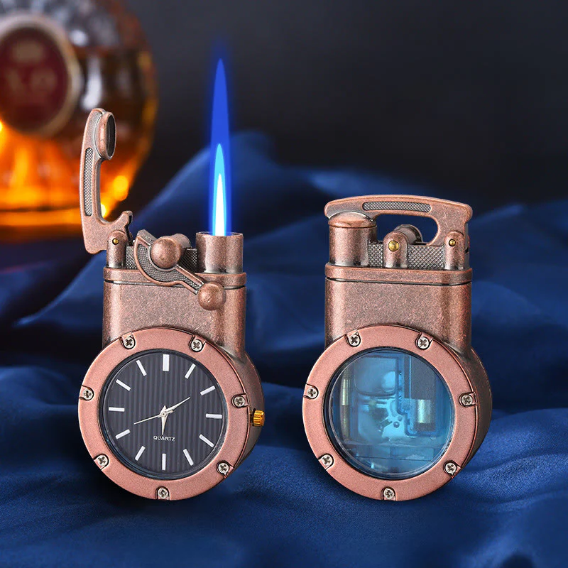 Retro Rocker Arm Inflatable Butane Lighter With Clock - Image 11