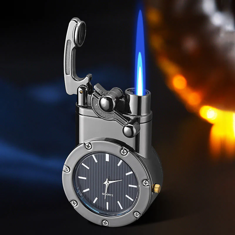 Retro Rocker Arm Inflatable Butane Lighter With Clock - Image 3
