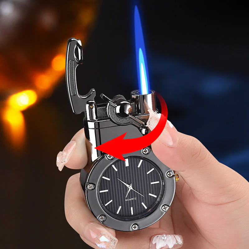 Retro Rocker Arm Inflatable Butane Lighter With Clock - Image 4