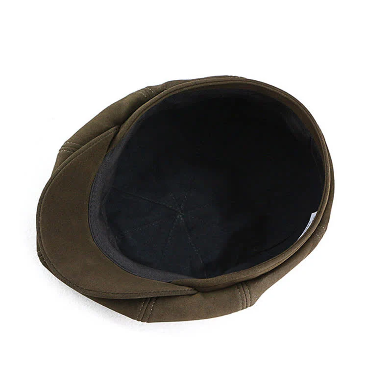 Retro Round Fine Texture Suede Newsboy Beret Hat - Image 10