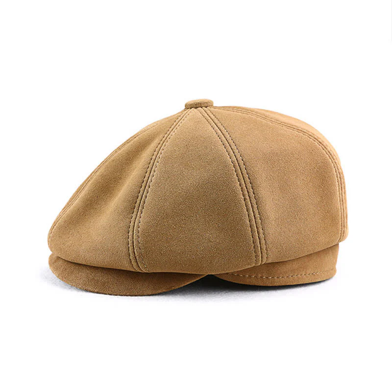 Retro Round Fine Texture Suede Newsboy Beret Hat - Image 3