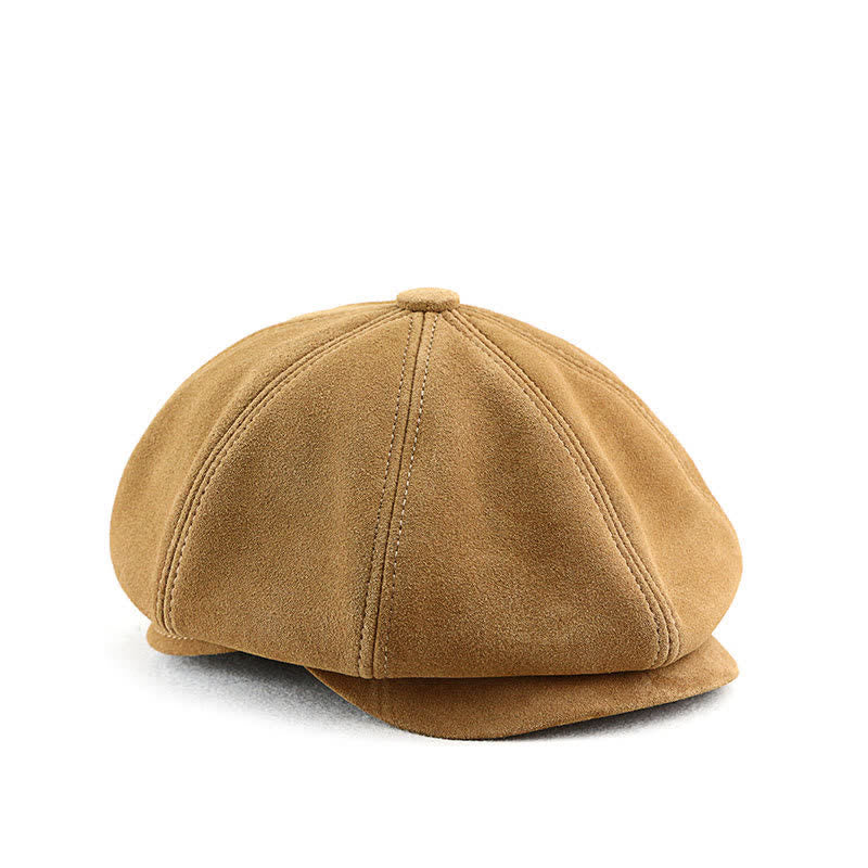 Retro Round Fine Texture Suede Newsboy Beret Hat - Image 4
