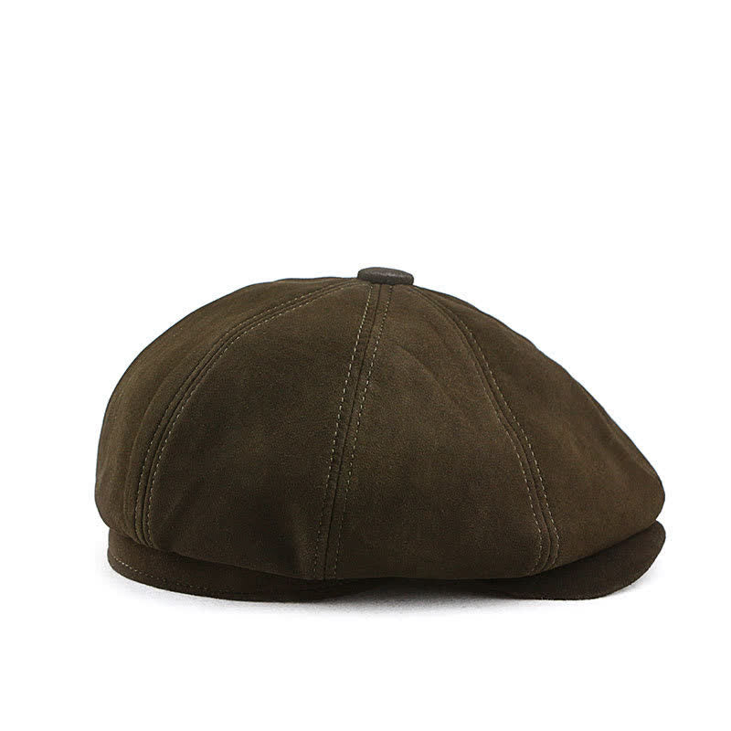 Retro Round Fine Texture Suede Newsboy Beret Hat - Image 9