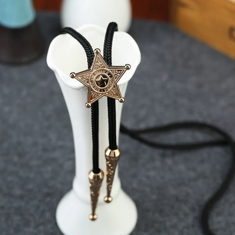 Retro Sheriff Star-Shaped Pendant Bolo Tie - Image 2