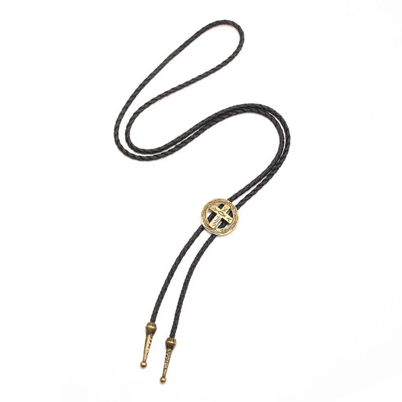 Retro Shirt Accessories Circle Cross Bolo Tie - Image 4