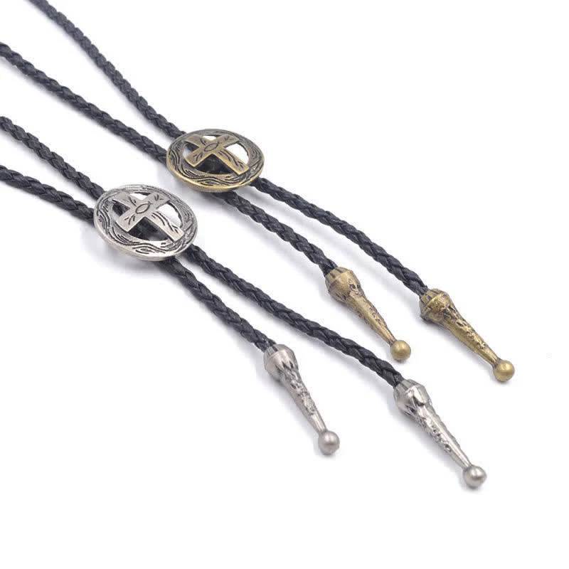 Retro Shirt Accessories Circle Cross Bolo Tie - Image 5