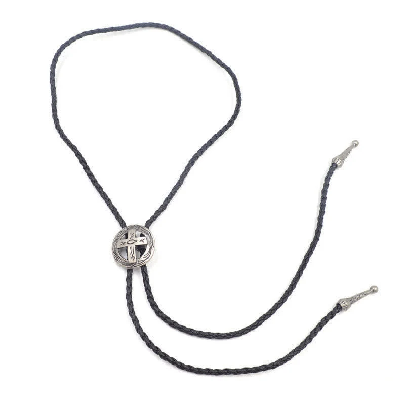 Retro Shirt Accessories Circle Cross Bolo Tie - Image 8