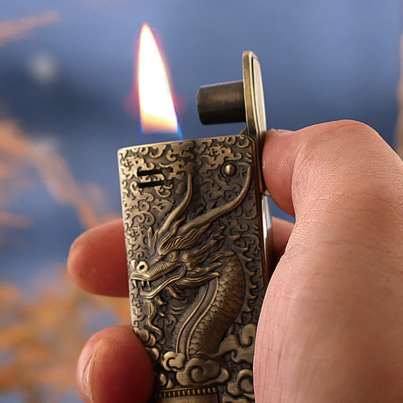 Retro Style Dragon Relief Refillable Kerosene Lighter - Image 2