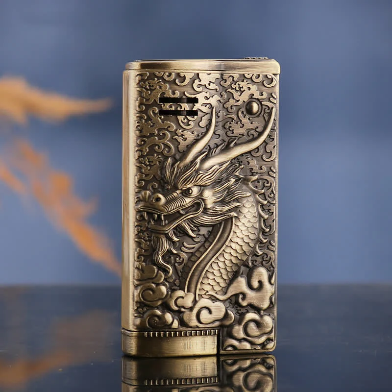 Retro Style Dragon Relief Refillable Kerosene Lighter - Image 3