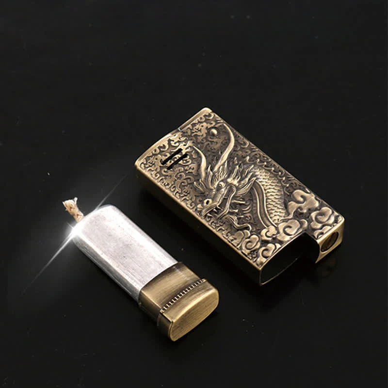 Retro Style Dragon Relief Refillable Kerosene Lighter - Image 4