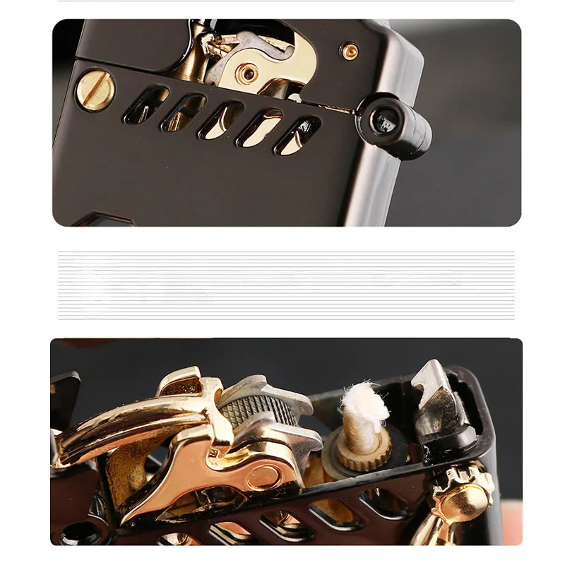 Retro Transparent Oil Tank Rocker arm Ignition Refillable Kerosene Lighter - Image 10