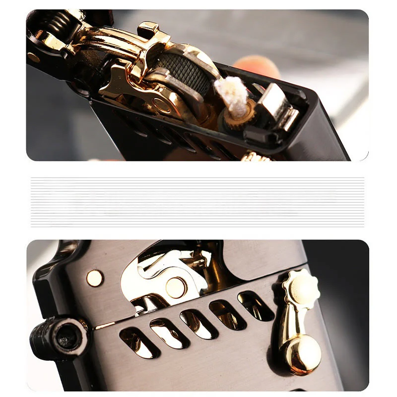 Retro Transparent Oil Tank Rocker arm Ignition Refillable Kerosene Lighter - Image 11