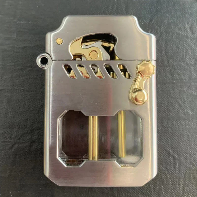 Retro Transparent Oil Tank Rocker arm Ignition Refillable Kerosene Lighter - Image 12