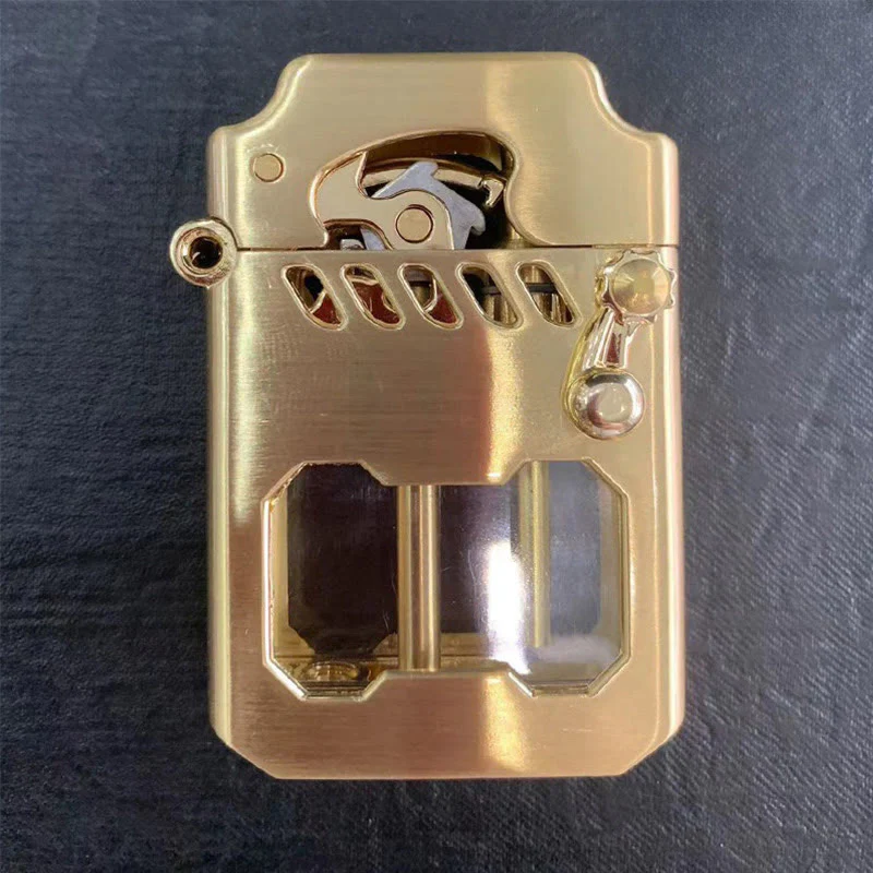 Retro Transparent Oil Tank Rocker arm Ignition Refillable Kerosene Lighter - Image 14