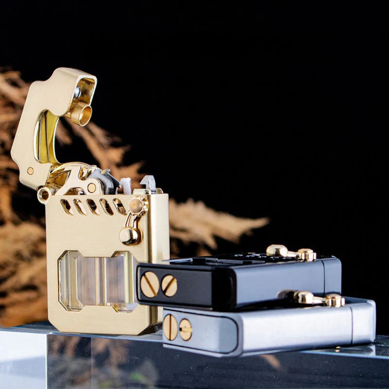 Retro Transparent Oil Tank Rocker arm Ignition Refillable Kerosene Lighter - Image 9