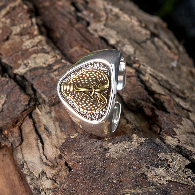Retro Western Style Fierce Snakehead Ring - Image 5