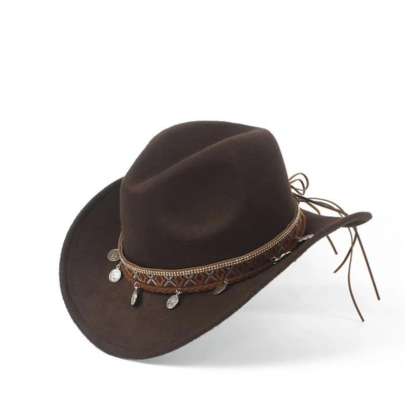 Retro Wide Brimmed Braided Rope Band Cowboy Hat - Image 2