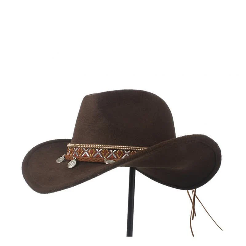 Retro Wide Brimmed Braided Rope Band Cowboy Hat - Image 3