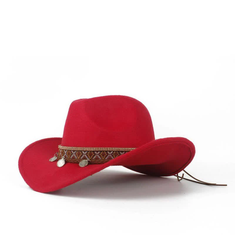 Retro Wide Brimmed Braided Rope Band Cowboy Hat - Image 8