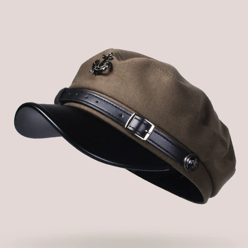 Retro Woolen Duckbill Brim Nautical Anchor Beret Hat - Image 4