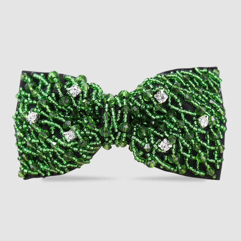 Rhinestone Crystal Embroidered Beaded Tubes Bow Tie - Image 4