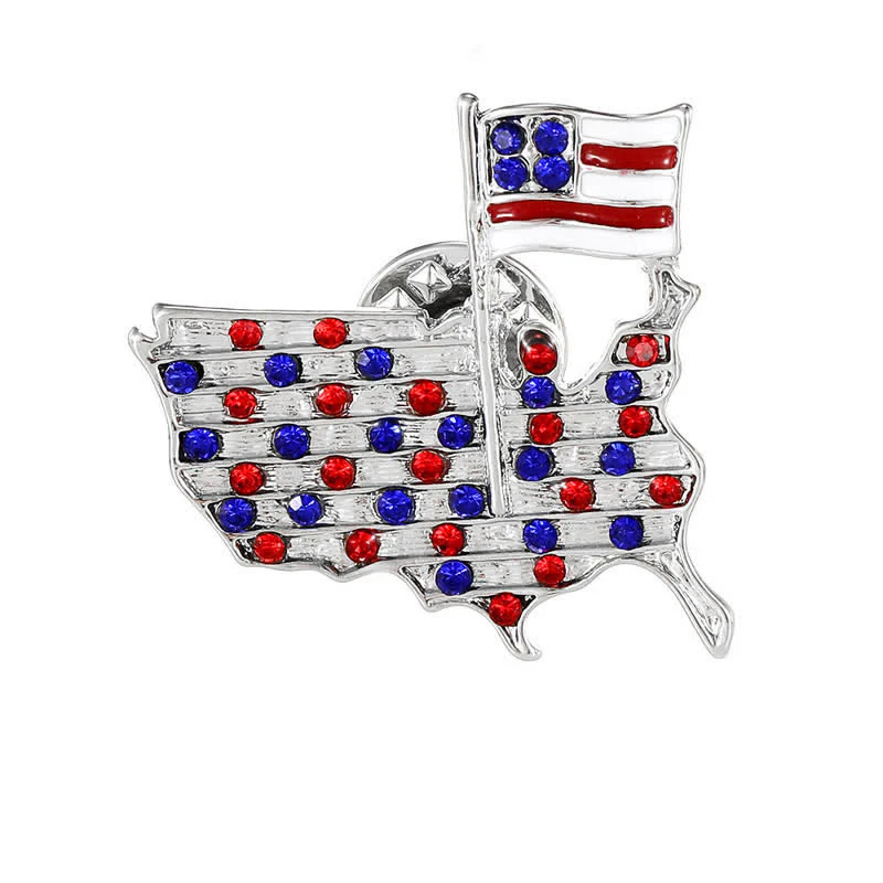 Rhinestone Eagle American Flag Patriotic Brooch - Image 3