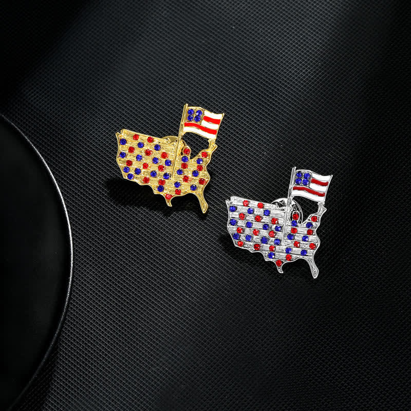 Rhinestone Eagle American Flag Patriotic Brooch - Image 4