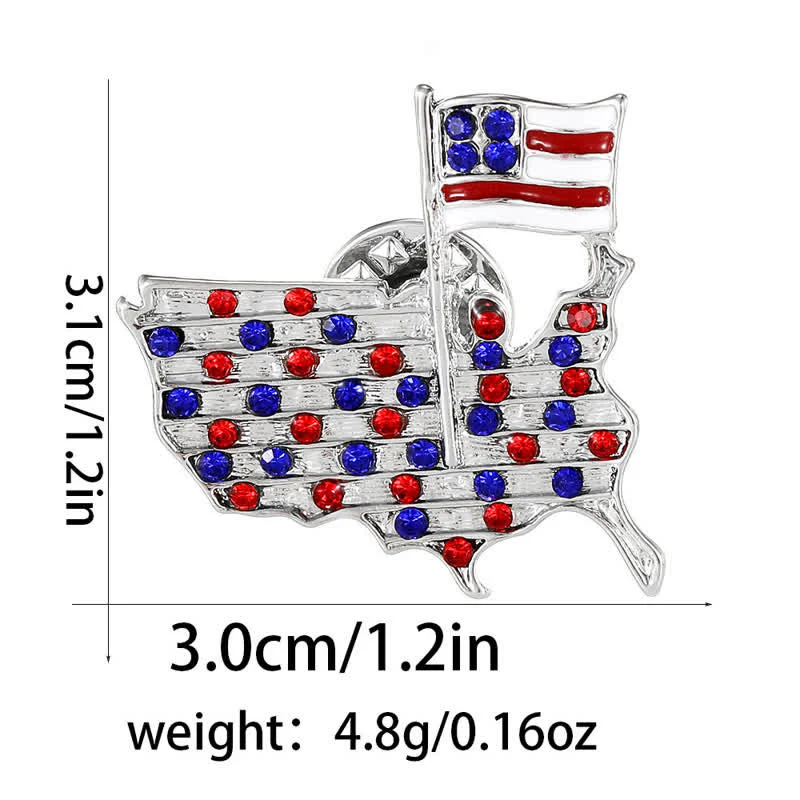 Rhinestone Eagle American Flag Patriotic Brooch - Image 6