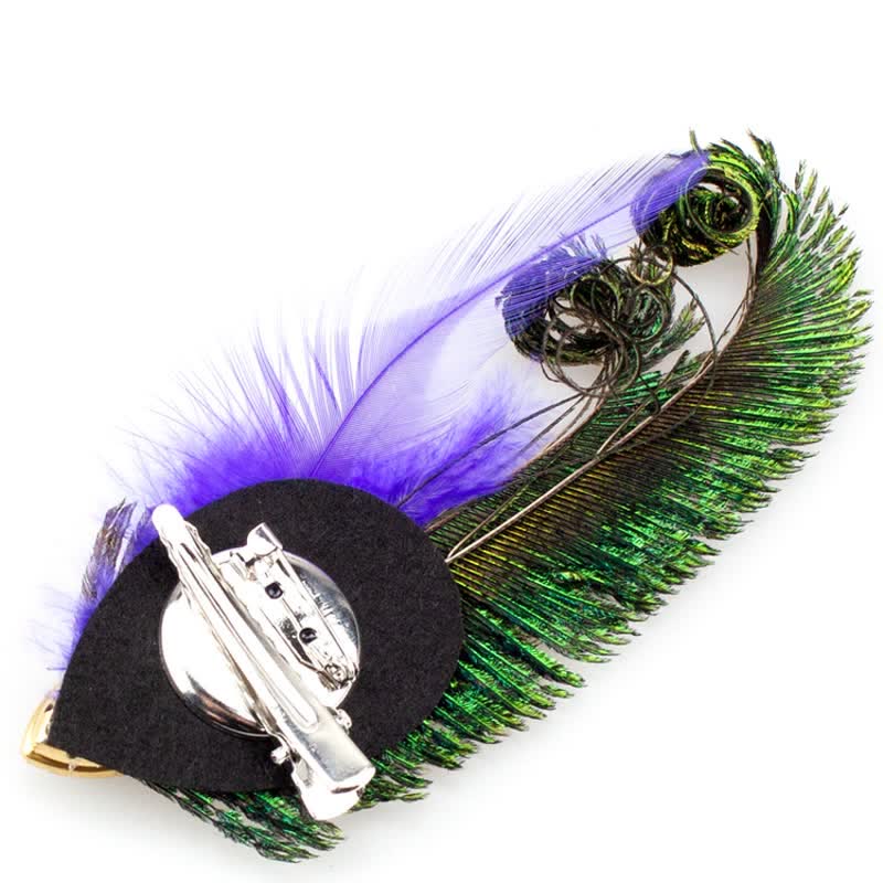 Rhinestone Peacock Eye Feather Brooch - Image 4
