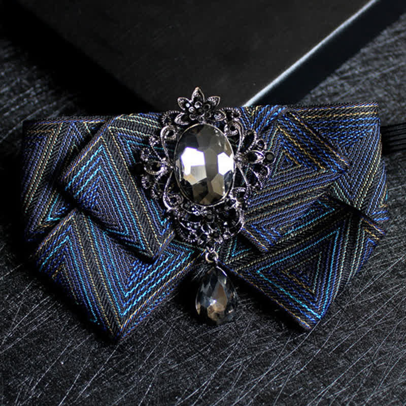 Ribbon Shaped Crystal Wedding Formal Bow Tie - Image 11