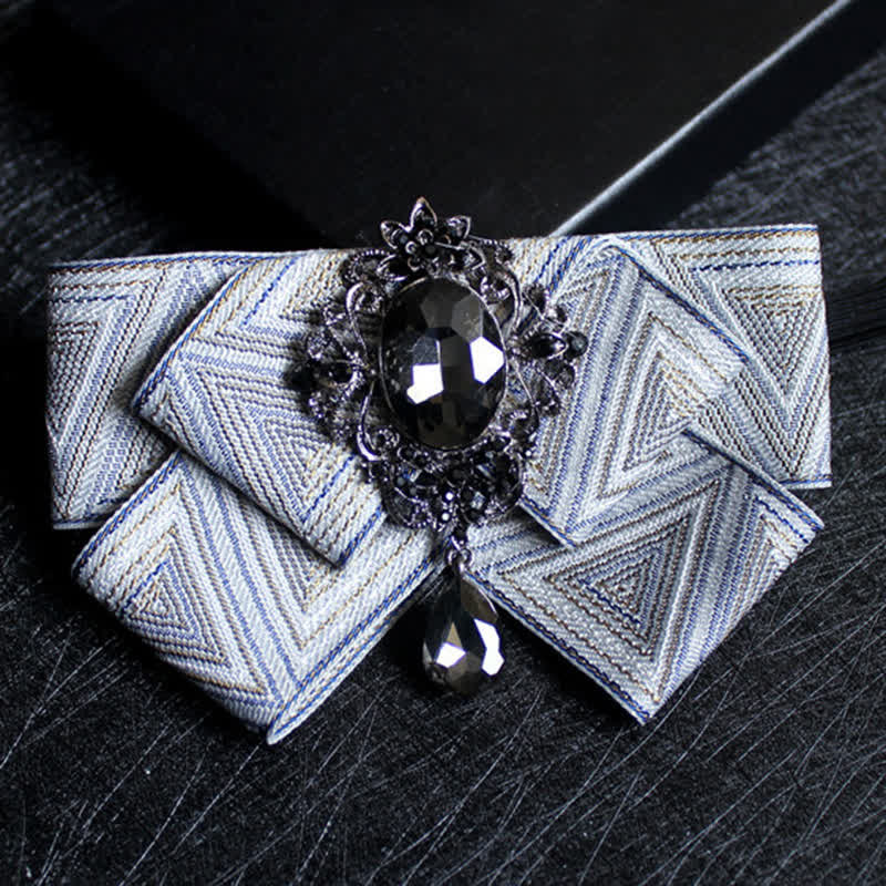 Ribbon Shaped Crystal Wedding Formal Bow Tie - Image 12