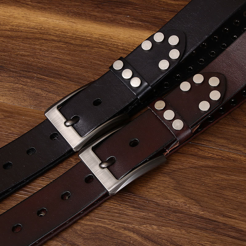 Bold High-Quality Rivet-Adorned Buckle Leather Belt - Image 7
