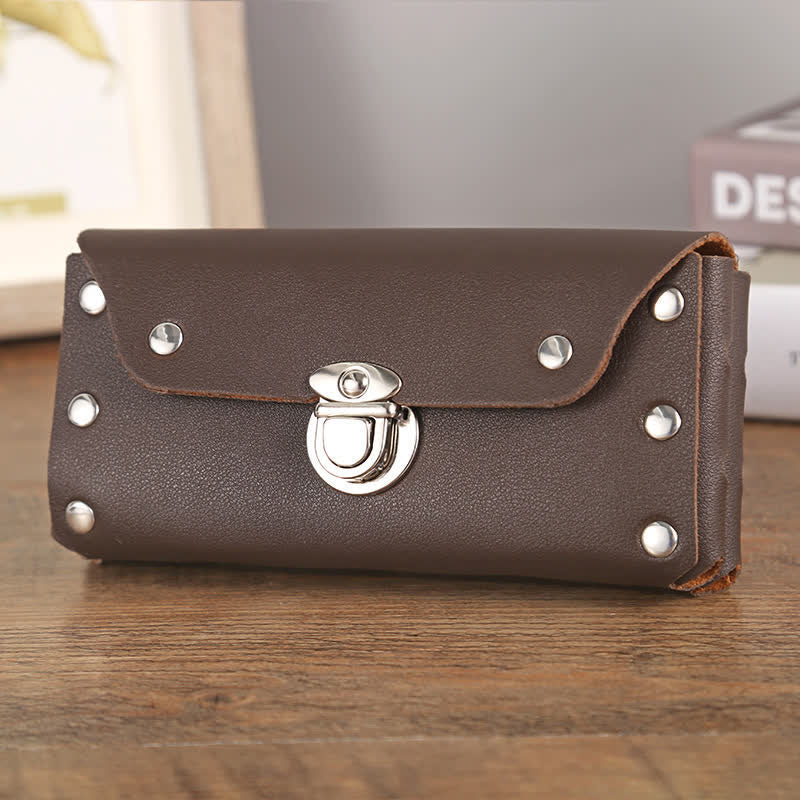 Rivet Decor Button Universal Phone Leather Belt Bag - Image 12