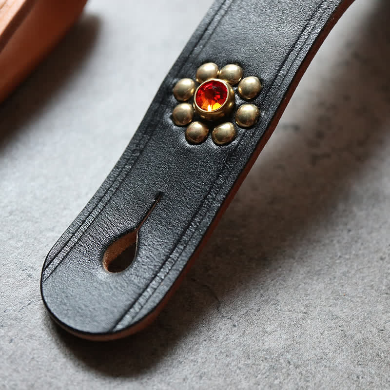 Rivets Studded Brass Key Holder Belt Clip Leather Keychain - Image 8