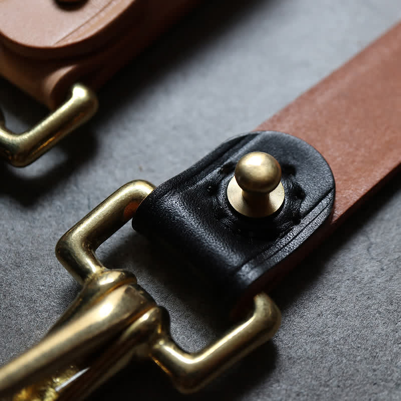 Rivets Studded Brass Key Holder Belt Clip Leather Keychain - Image 9