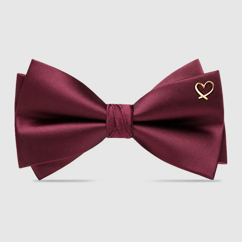 Romantic Formal Golden Heart Accents Bow Tie