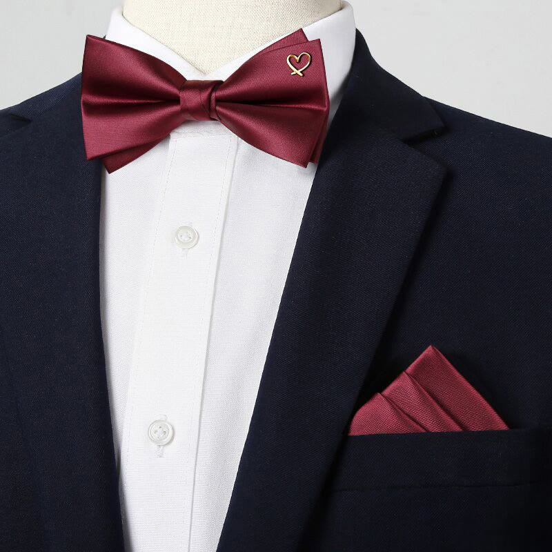 Romantic Formal Golden Heart Accents Bow Tie - Image 2