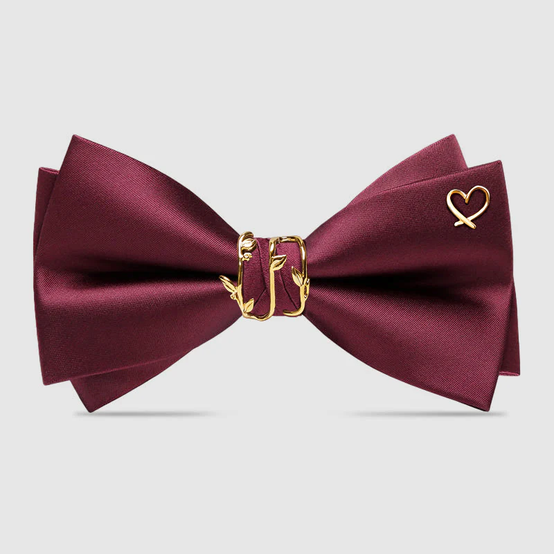 Romantic Formal Golden Heart Accents Bow Tie - Image 4