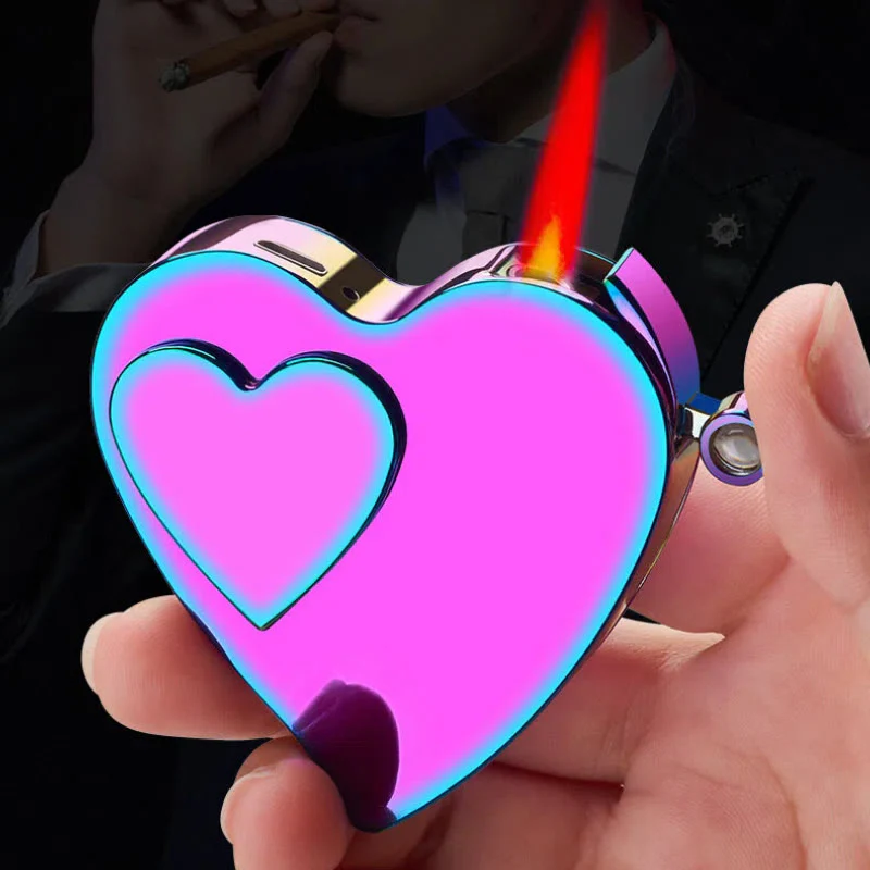 Romantic Love Shaped Colorful Gas Electric Dual Ignition Lighter - Image 3
