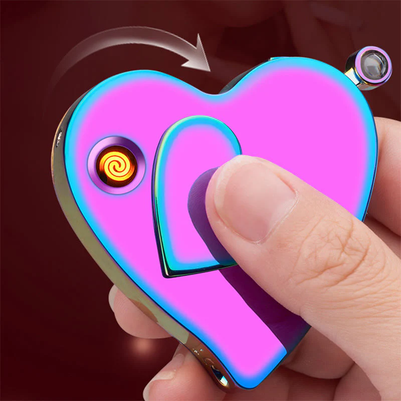 Romantic Love Shaped Colorful Gas Electric Dual Ignition Lighter - Image 4