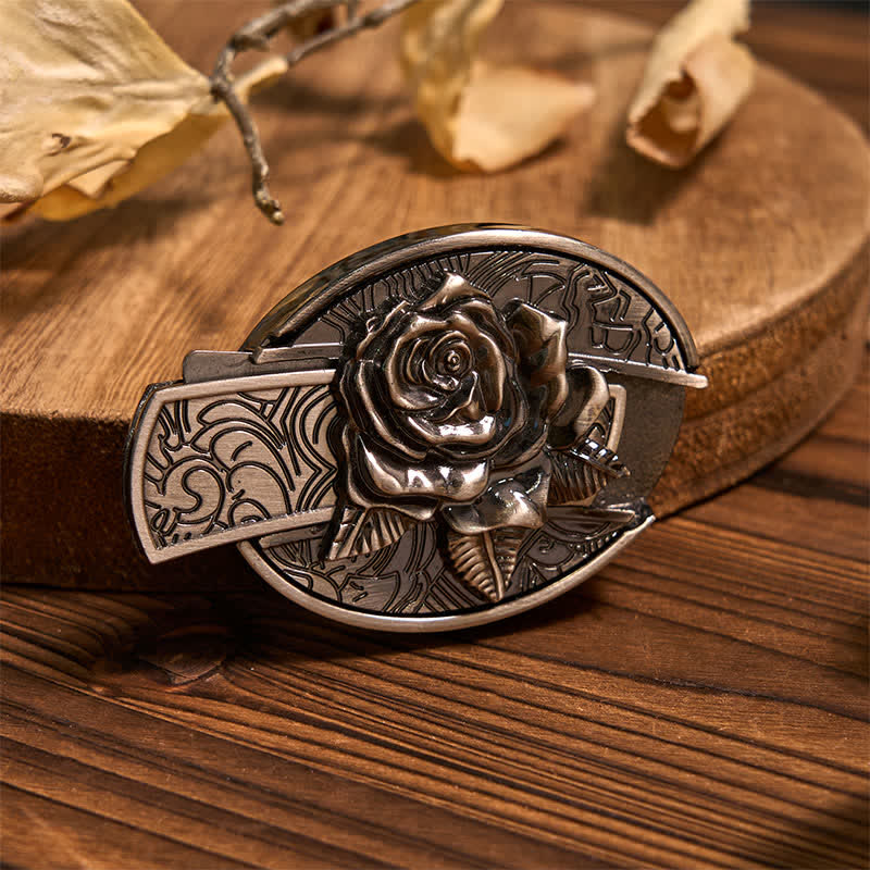 Rose DIY Hidden Knife Belt Buckle Longhorn Pendant Goat Ring Bundle Set - Image 4